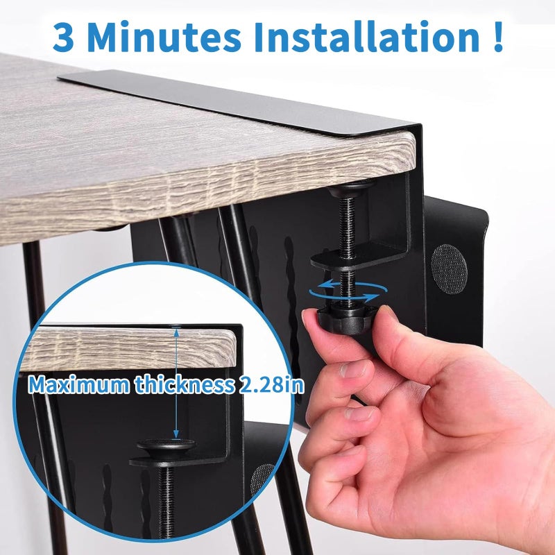 osseph Under Desk Laptop Holder  Desk Side Storage with Anti-Scratch Pad & Magnetic Pen Holder  Clamp on Table Organizer for Office Home Fits Flat Edge Table 0.3"" to 2.3"" - Image 5
